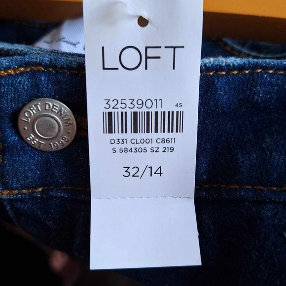 Loft The Girlfriend Mid-Rise Curvy Fit Blue Jeans Size 32/14 - Picture 10 of 11